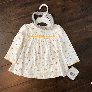 Grey and yellow new top with matching headband