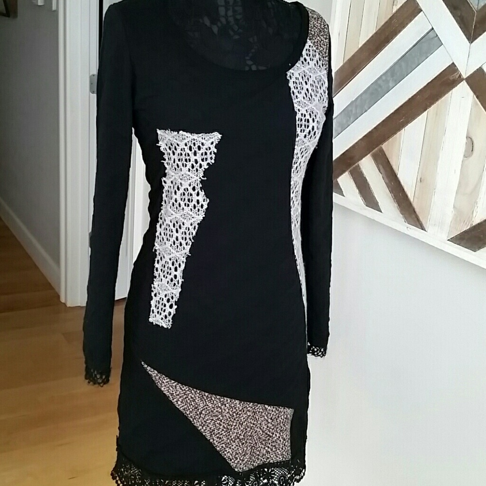 Boutique patchwork sweater dress