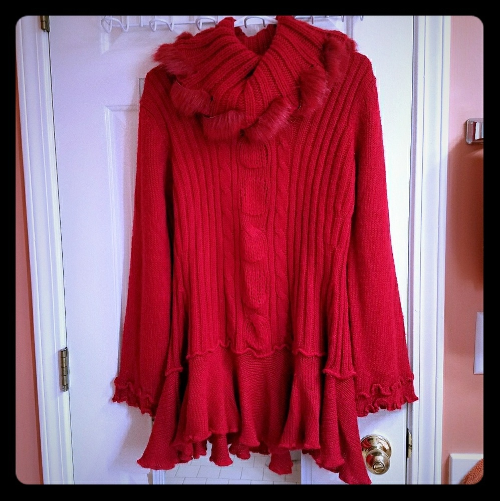 Gorgeous red tunic sweater scream's holidays!