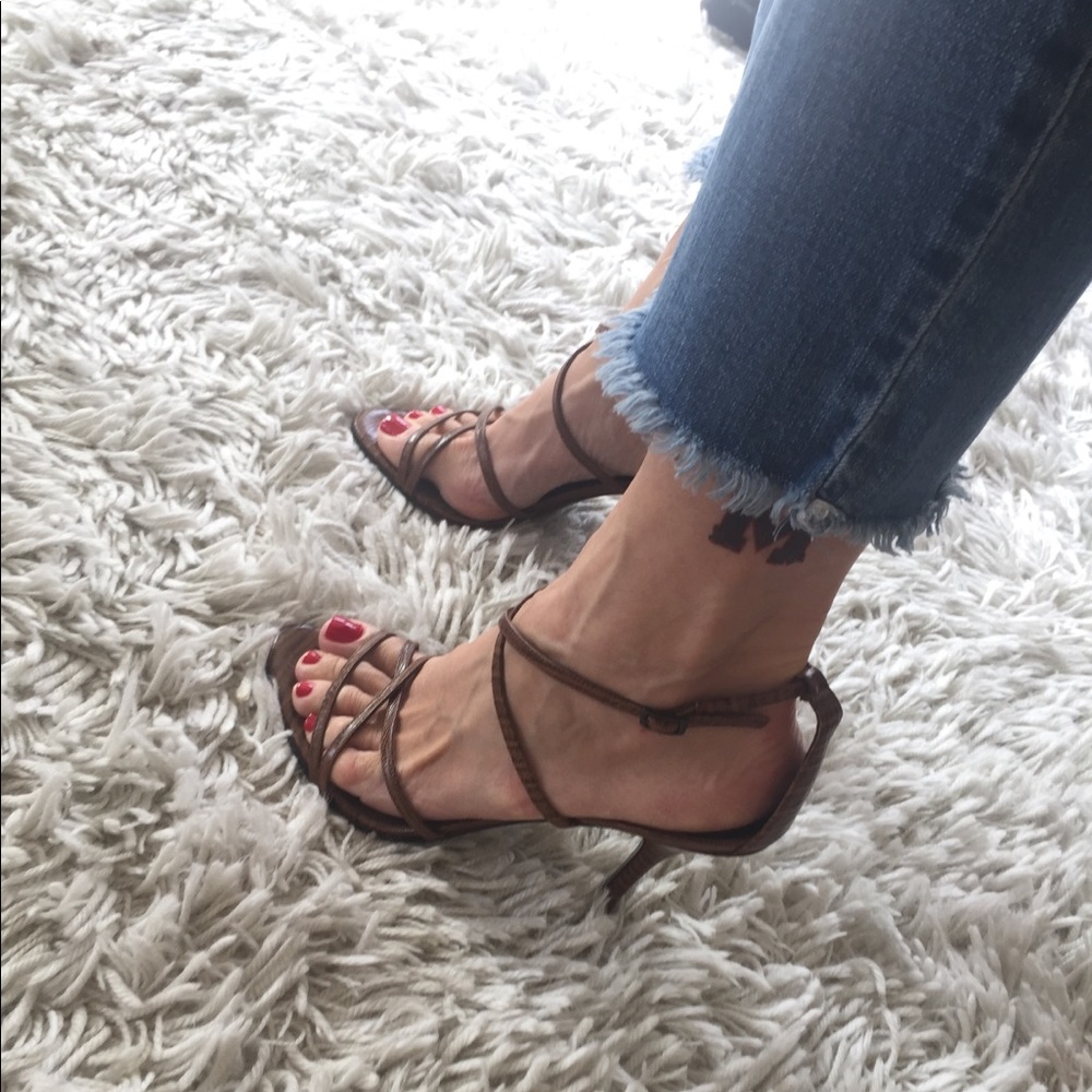 Strappy Sexy Brown Stiletto Heels