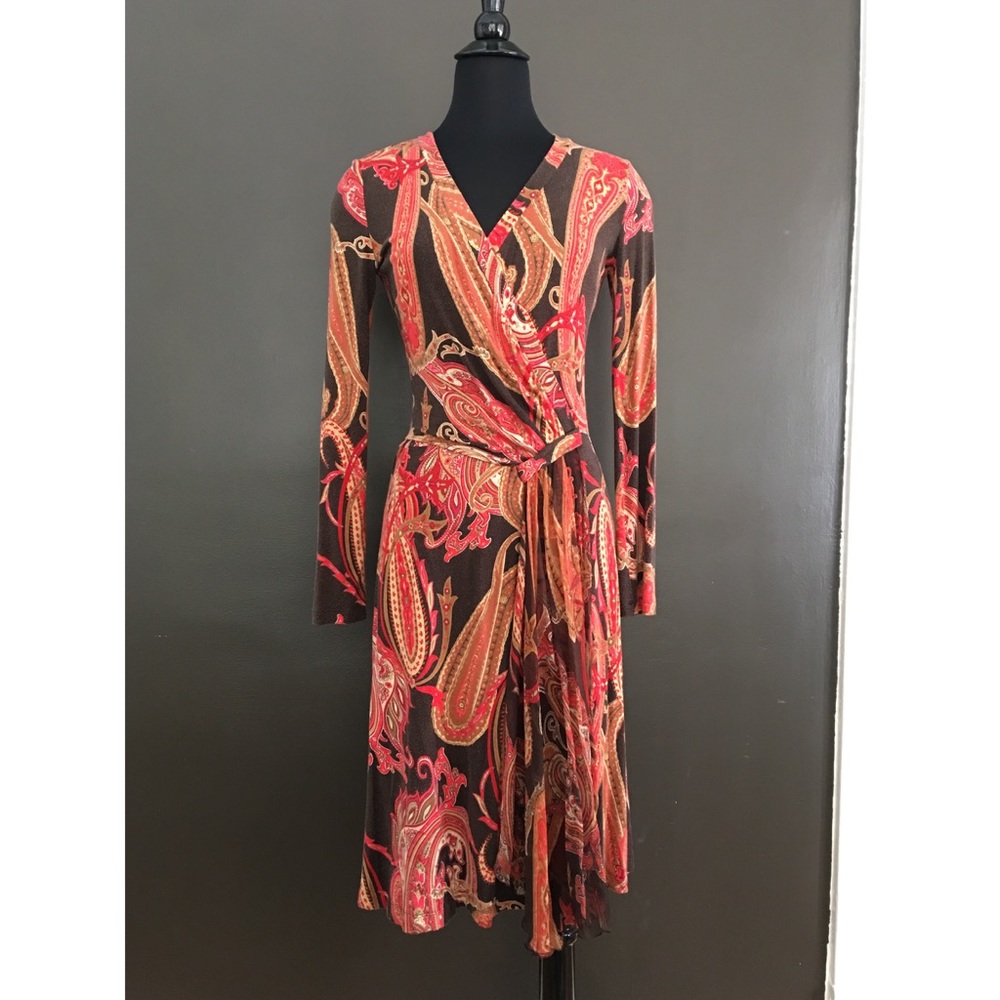 Paisley Wrap Dress- Made in Italy- size S