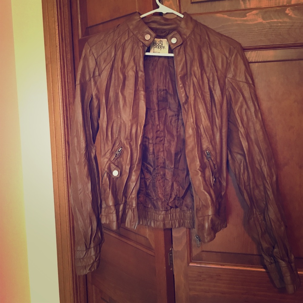 Brown leather jacket