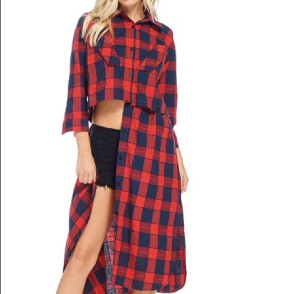 🔥🔥Flannel Long Shirt/Dress🔥🔥Super Dope❤️❤️❤️ - Picture 2 of 2