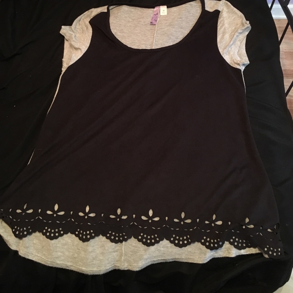 Dressy shirt. Velvet back front & grey cotton back
