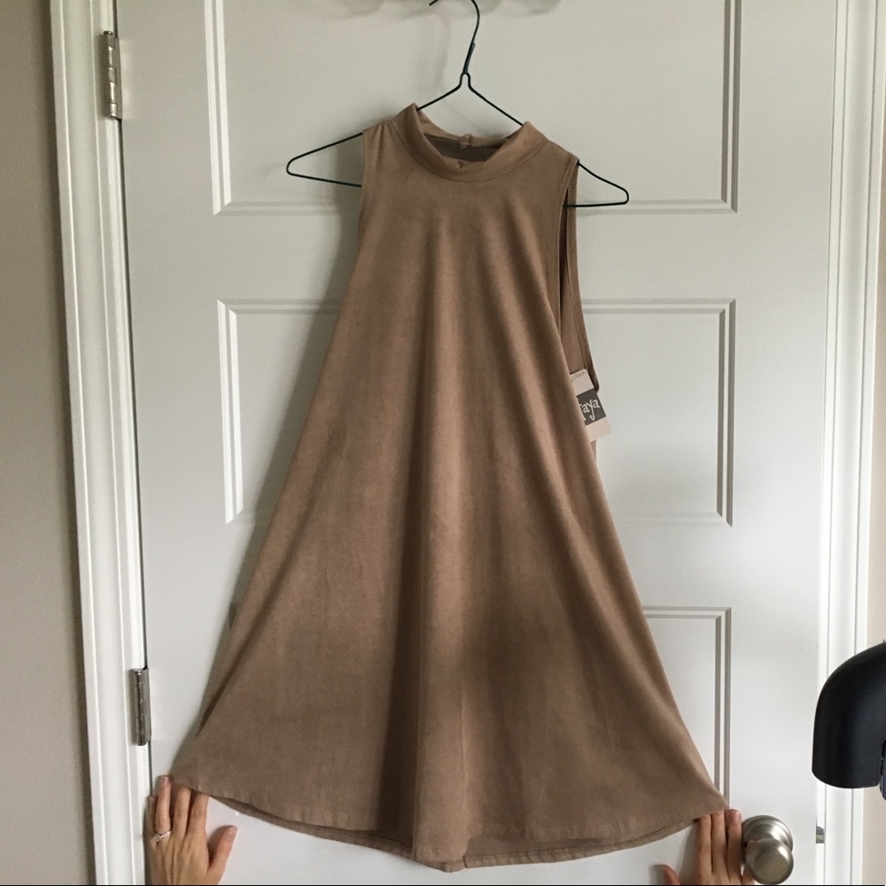 Faux Suede High Neck Dress - Picture 2 of 4
