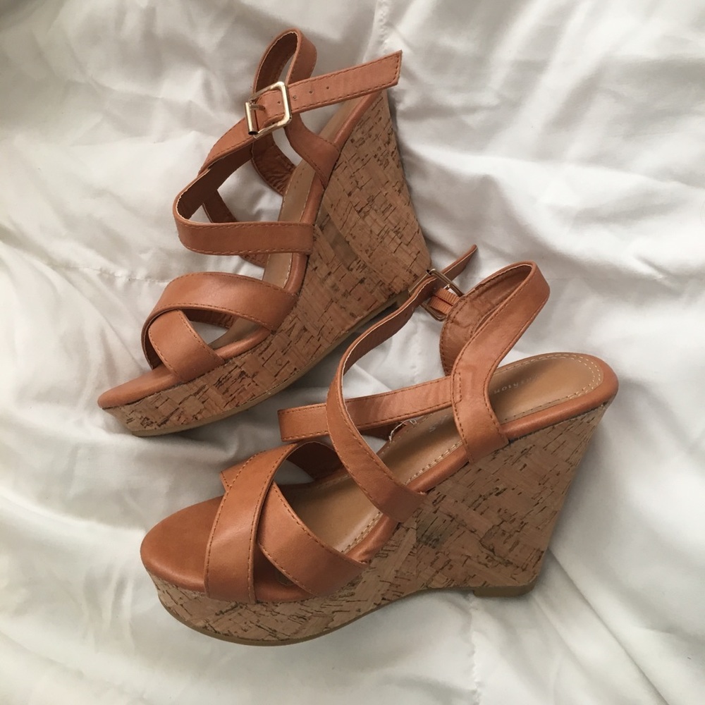Cognac Women's Wedge Sandals