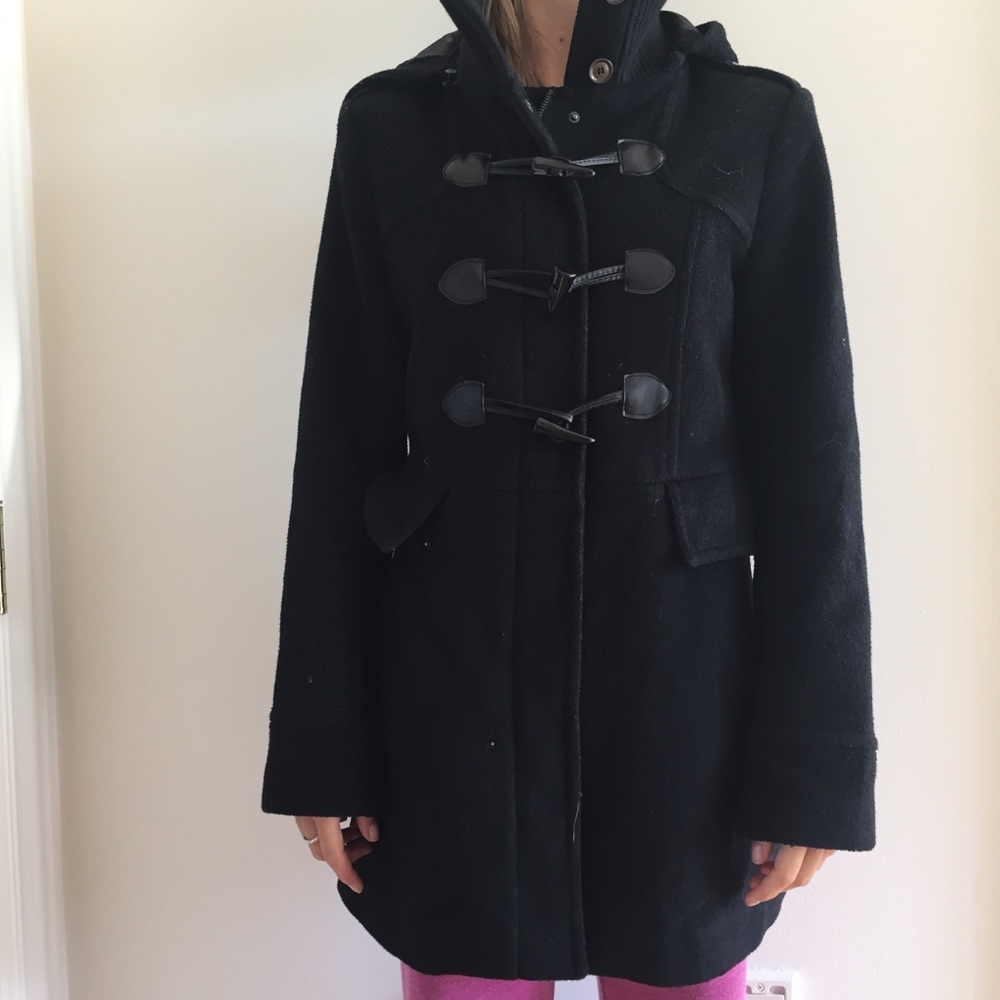 Kenneth Cole wool P coat, detachable hood size M