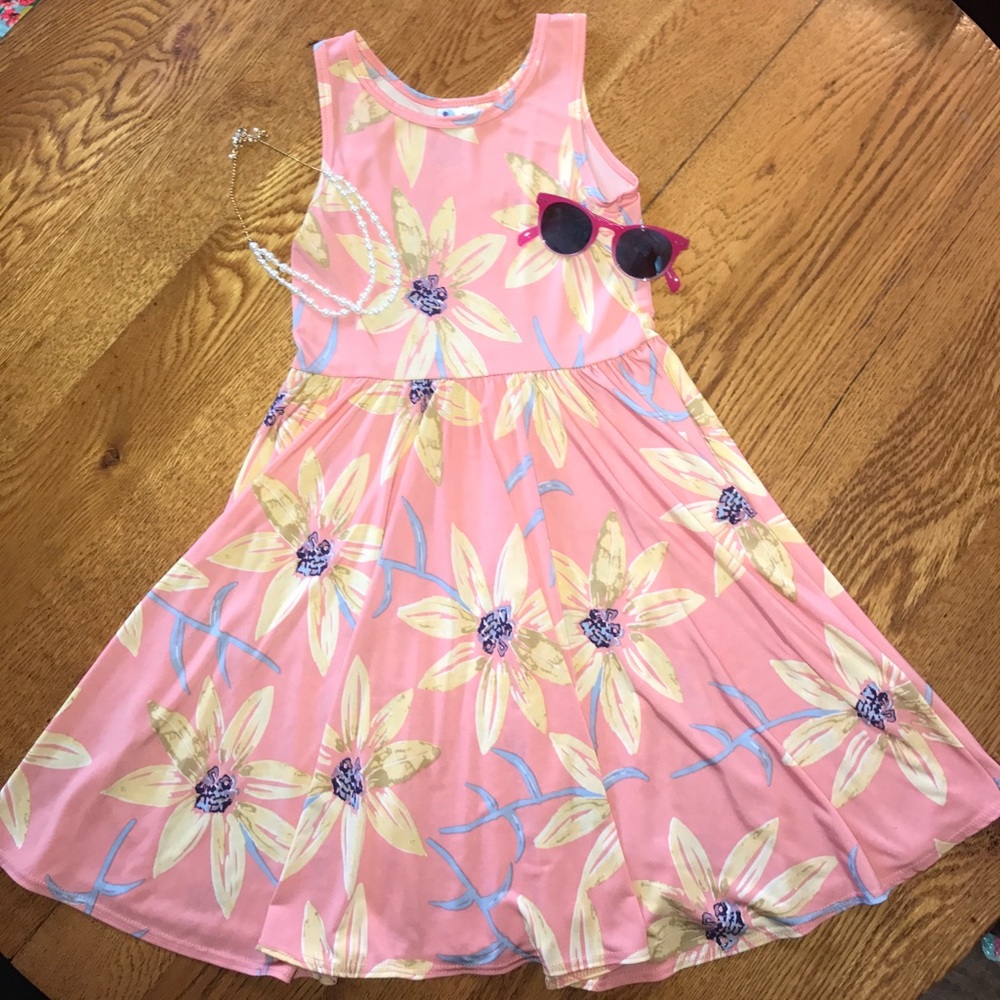 EUC! LuLaRoe girls pink floral dress SZ 7!!