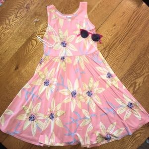 EUC! LuLaRoe girls pink floral dress SZ 7!!