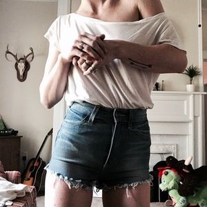 High waisted denim shorts