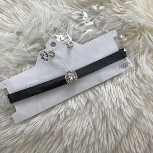 Black Choker and Stud Earring Set