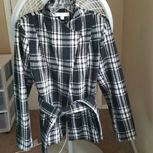 New York and Company Black/White Wool Coat sz L