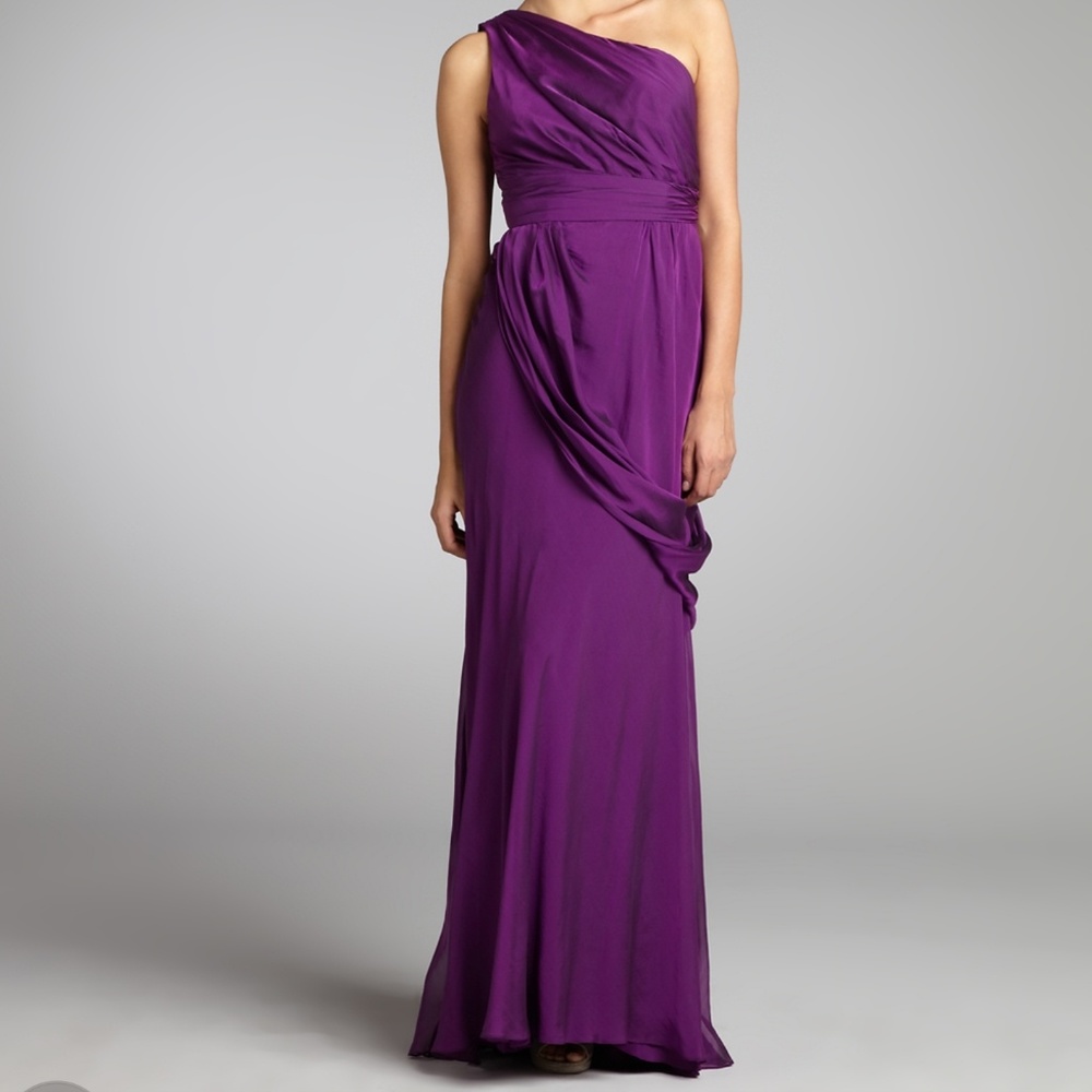 Carmen Marc Valvo Plum silk dress