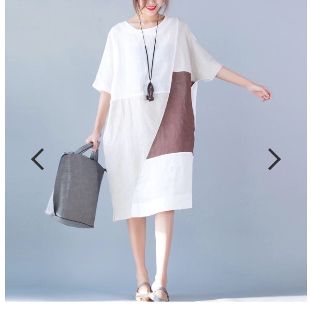 NWT BuyKud Linen Colorblock dress