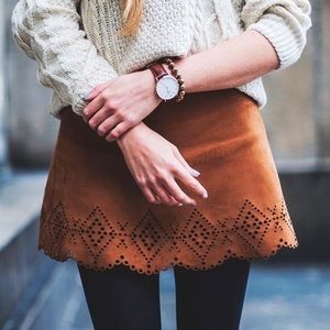 Suede mini skirt