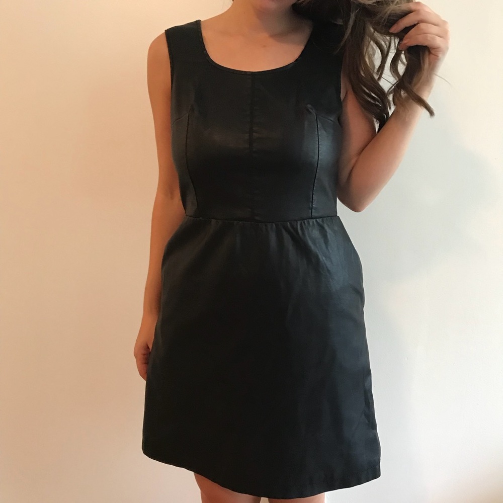 Black Faux Leather Dress