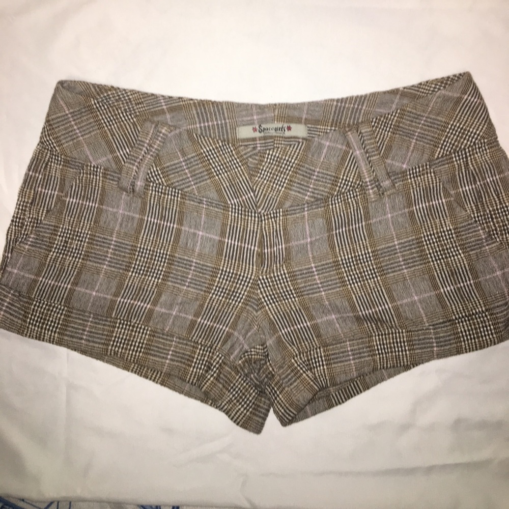 Paid Brown/cream/pink cute shorts Sz 9 16” waist