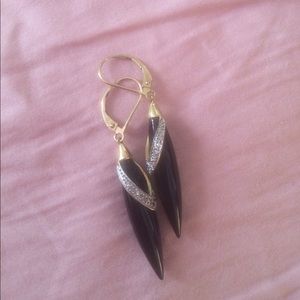 10k dangle earrings black onyx stone