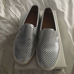 J.Crew Factory silver sneaker slides women's US 10