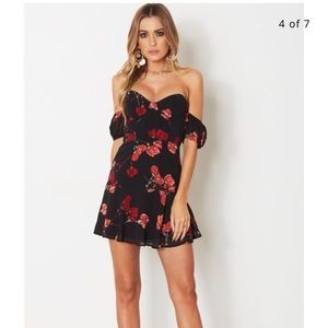 White Fox Floral Monte Carlo Mini Dress Black