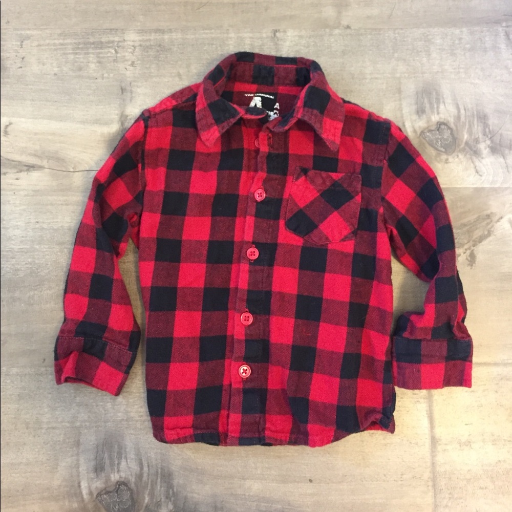 BABY red and black plaid flannel size 2T