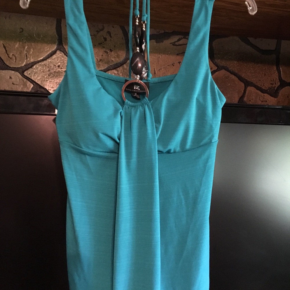 Blouse with beaded necklace