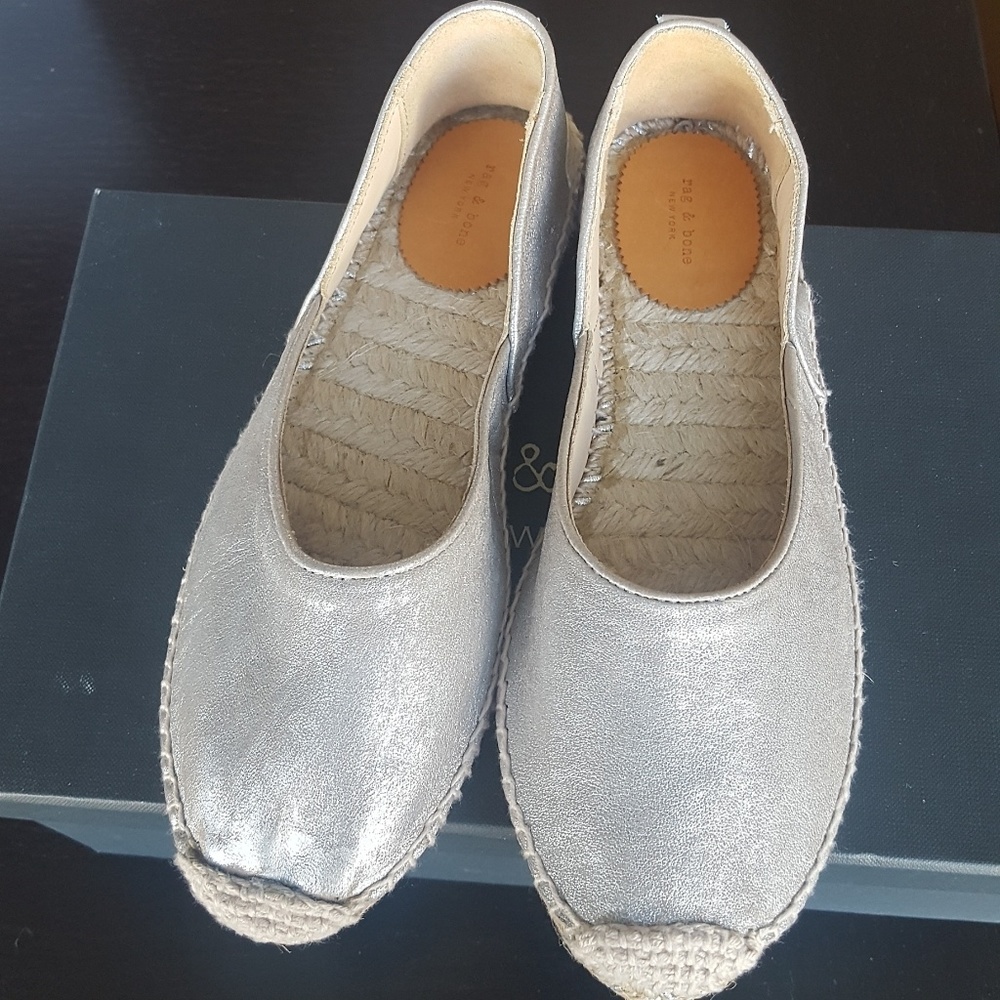 Rag & bone Silver Georgir Espadrille size 38