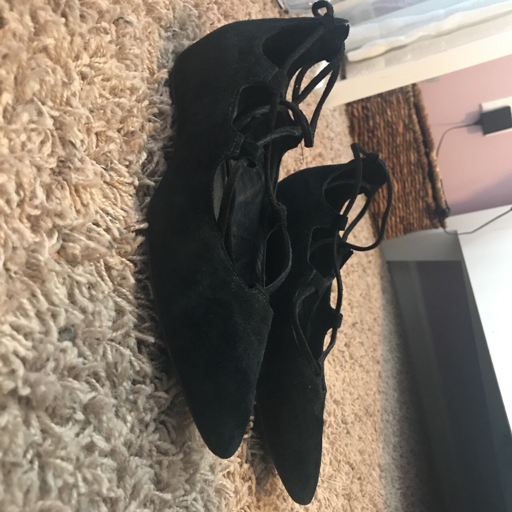 Black Jeffrey Campbell suede lace up flats
