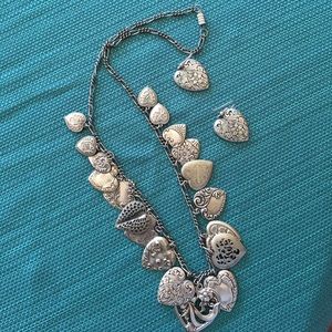 Vintage 90s heart necklace and earrings set