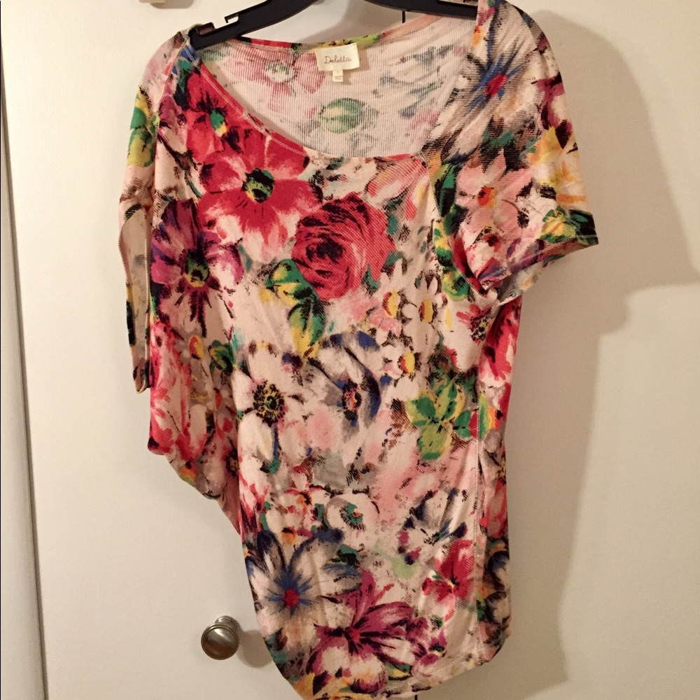 Anthropologie asymmetrical floral top