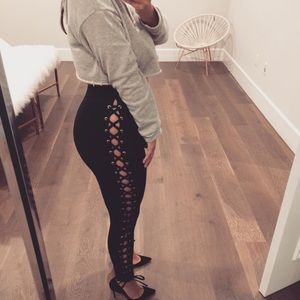 Naked Wardrobe Sexy Lace Up Leggings