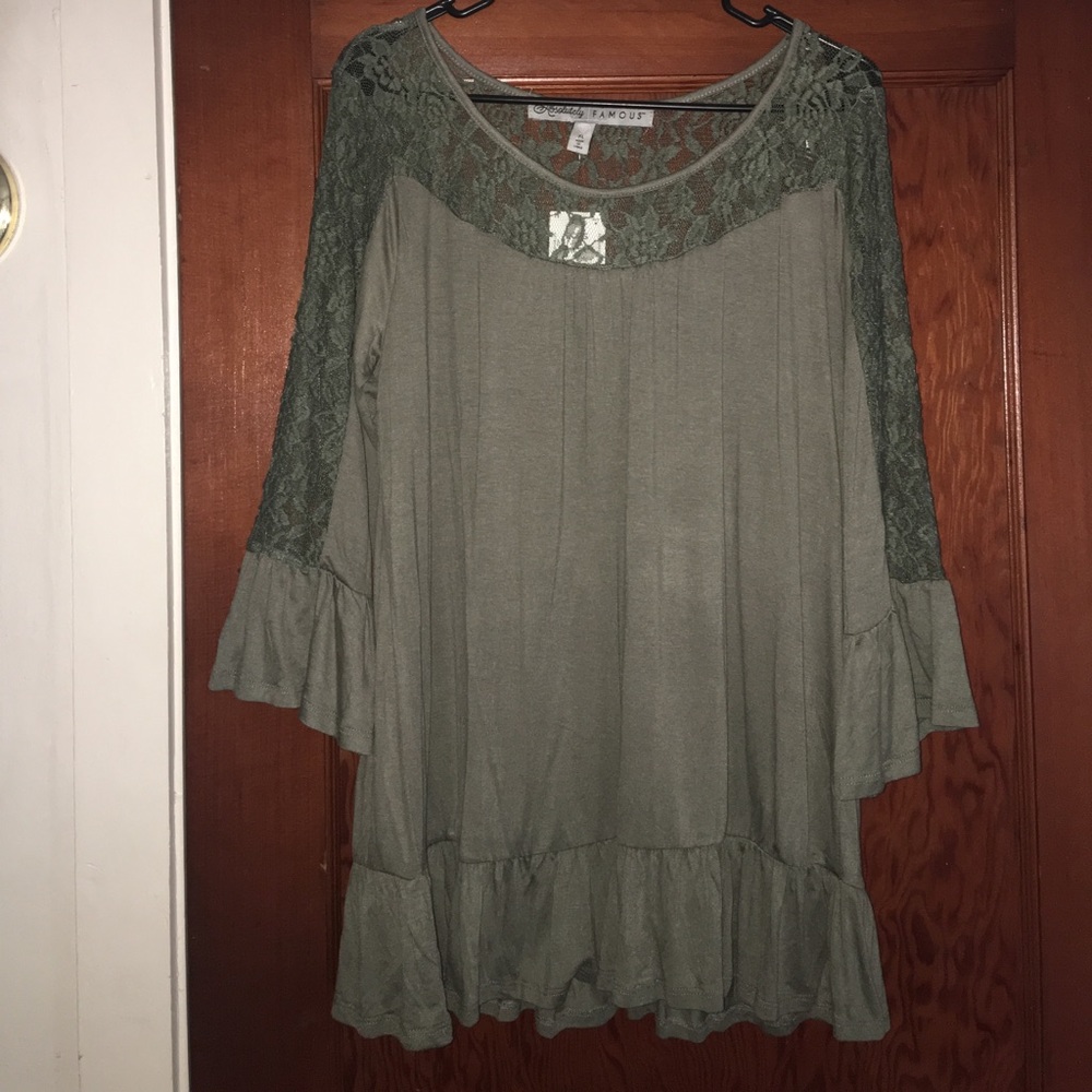 NWT Lace Olive Green Top