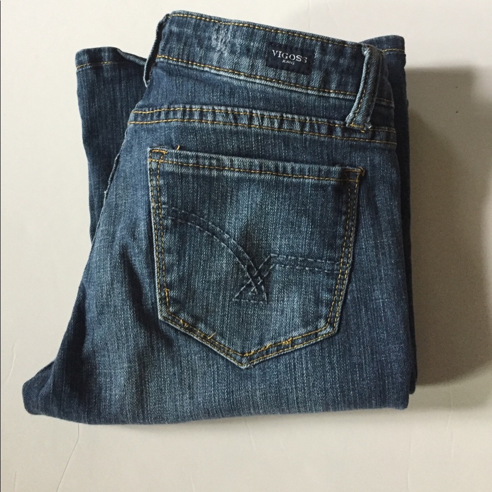 Vigoss Low Rise Distressed Stretch Flare Jeans - Picture 1 of 8