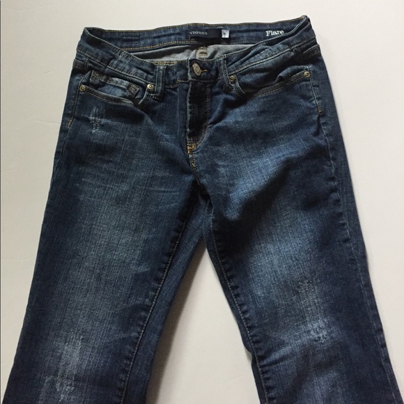 Vigoss Low Rise Distressed Stretch Flare Jeans - Picture 3 of 8