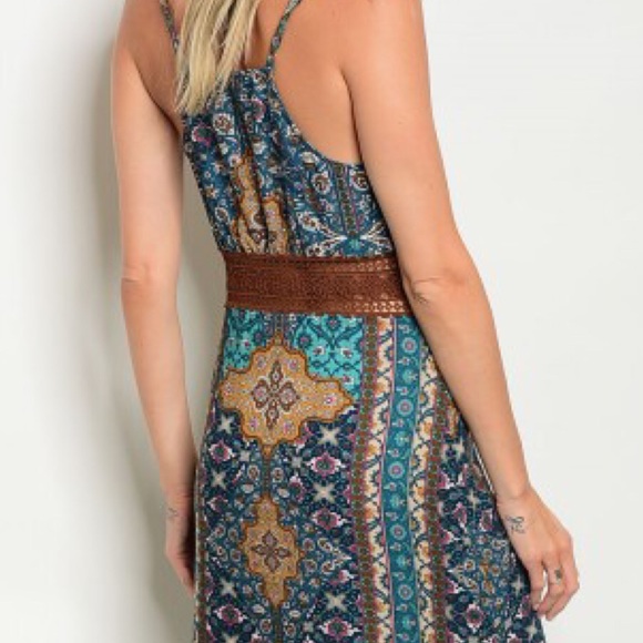 Teal Multi Print Maxi Dress - Picture 3 of 3