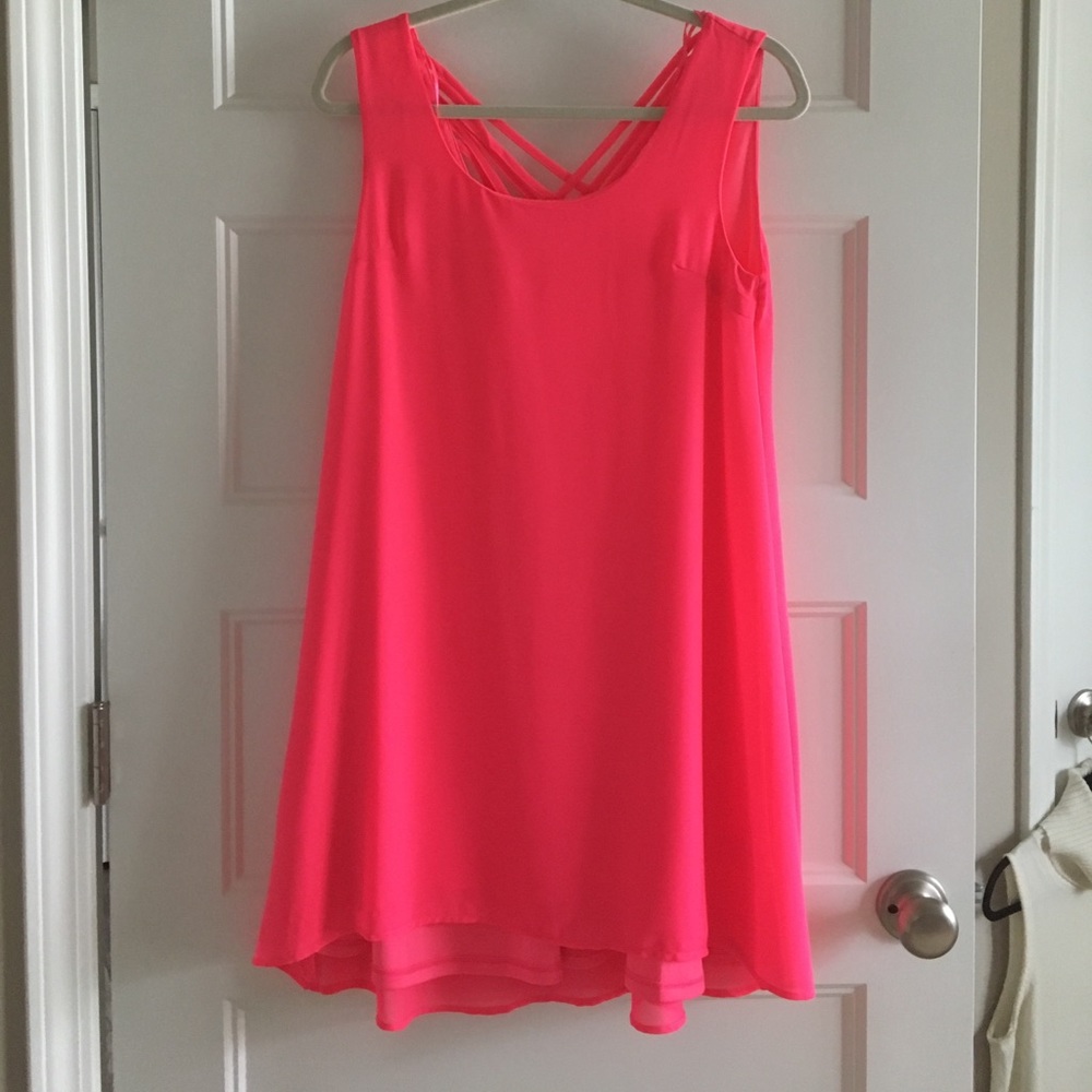 Hot pink lined chiffon swing dress