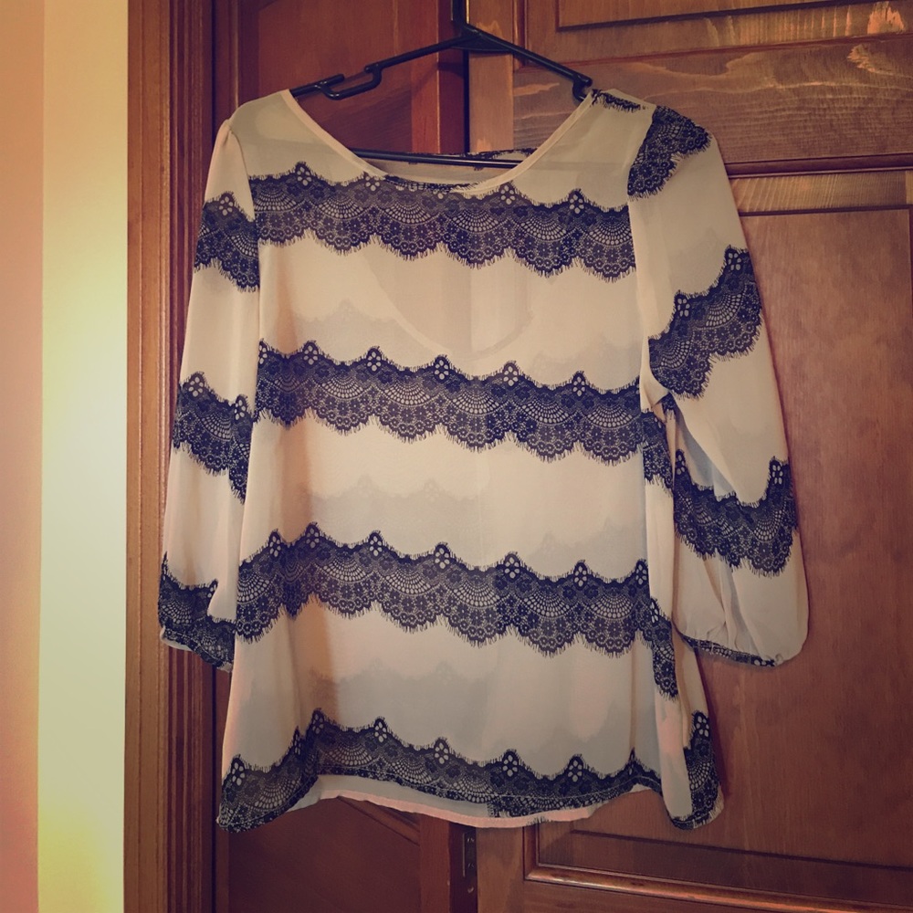 Black and Tan Sheer Top