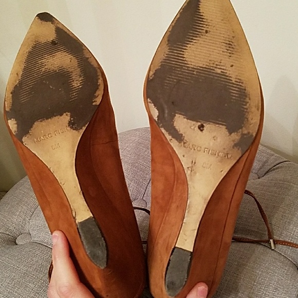 Marc Fisher Tan Suede lace up wedge - Picture 5 of 8