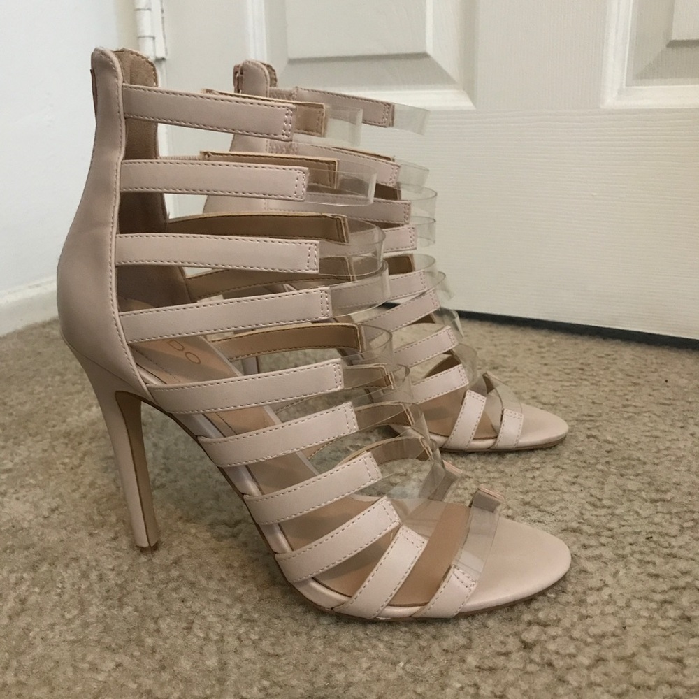 Pink and clear Aldo Strappy 7.5 Heels