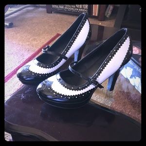 black & white oxford heels