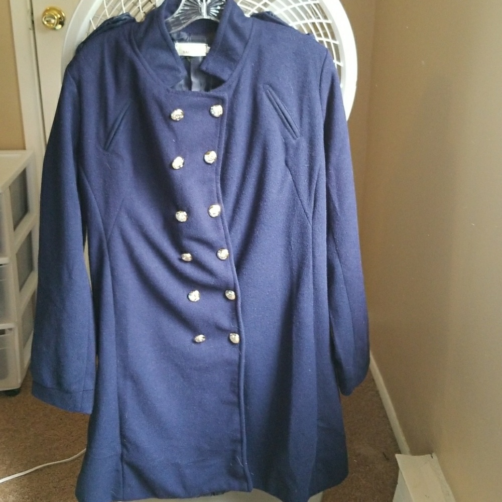 Navy Blue Fitted Jacket/Coat Double Breasted sz L