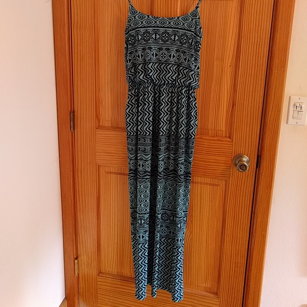Maxi dress with indigo patterns