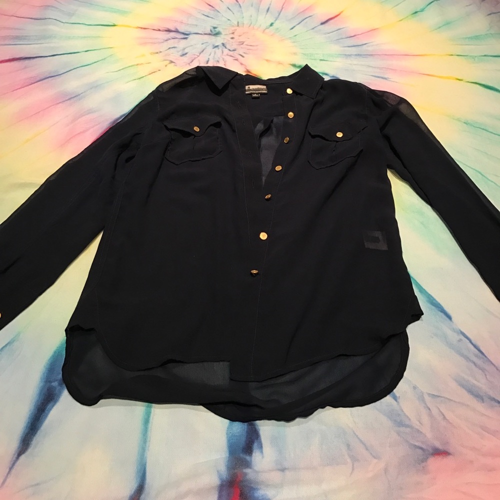 Sheer button down top