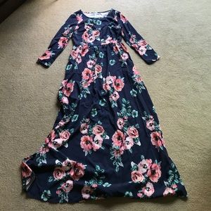 3/4 inch sleeve maxi dress