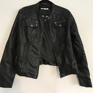 Black faux-leather jacket
