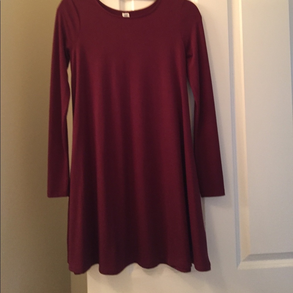 Maroon long sleeve swing dress old navy