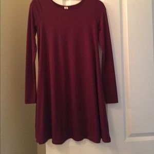 Maroon long sleeve swing dress old navy