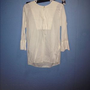 White Blouse with Light Green Stitching