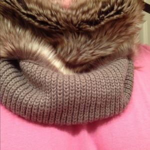 Banana republic faux fur funnel scarf.