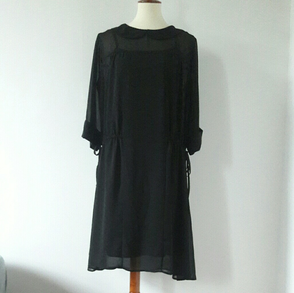Vintage Look Black Sheer Dress with Slip
